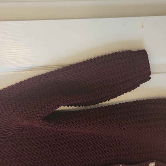 Burgandy Red Knit Button Down Cardigan Size S - Picture 4 of 7